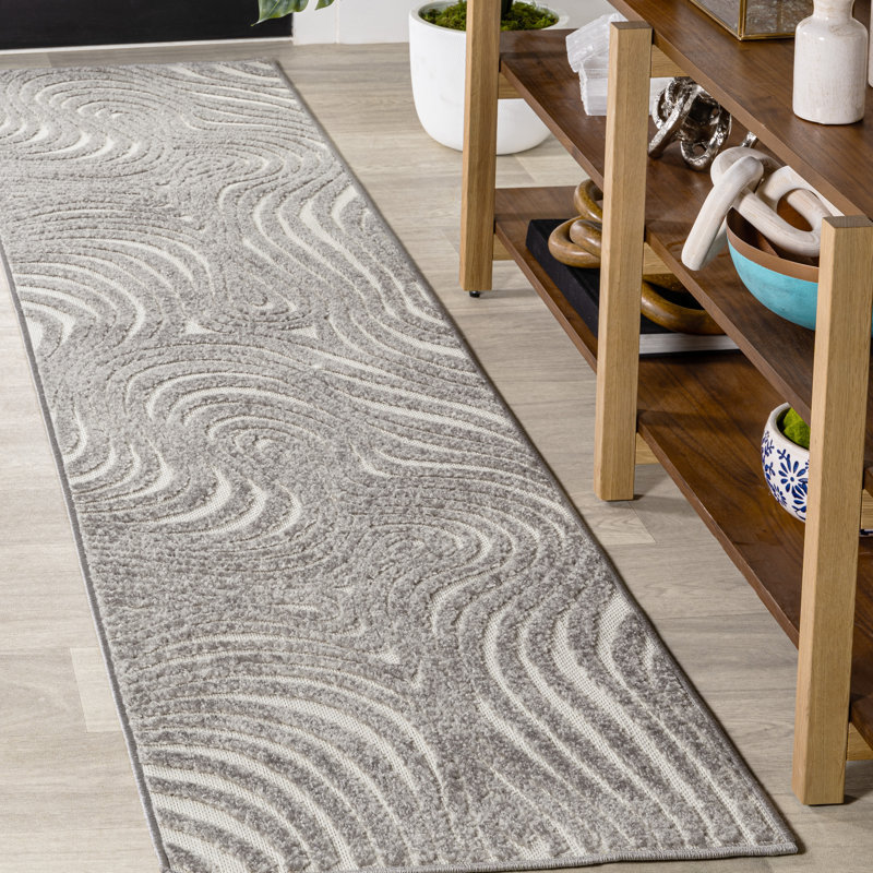 Tapis intérieur / extérieur gris / ivoire Maribo, Tapis de couloir 2 pi x 8 pi