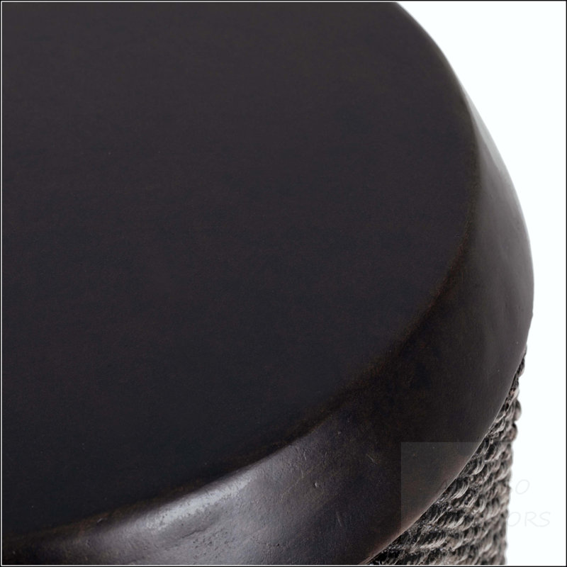 Braided Texture MGO Side Table with Vintage Trim