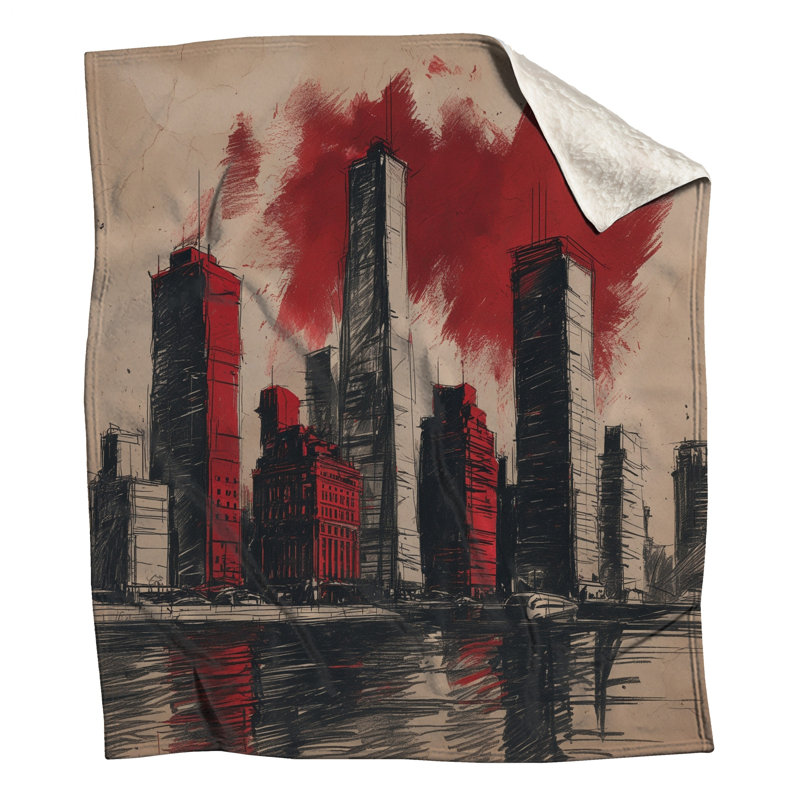 Couvertures de gratte-ciel rouges, 60 po L x 80 po H