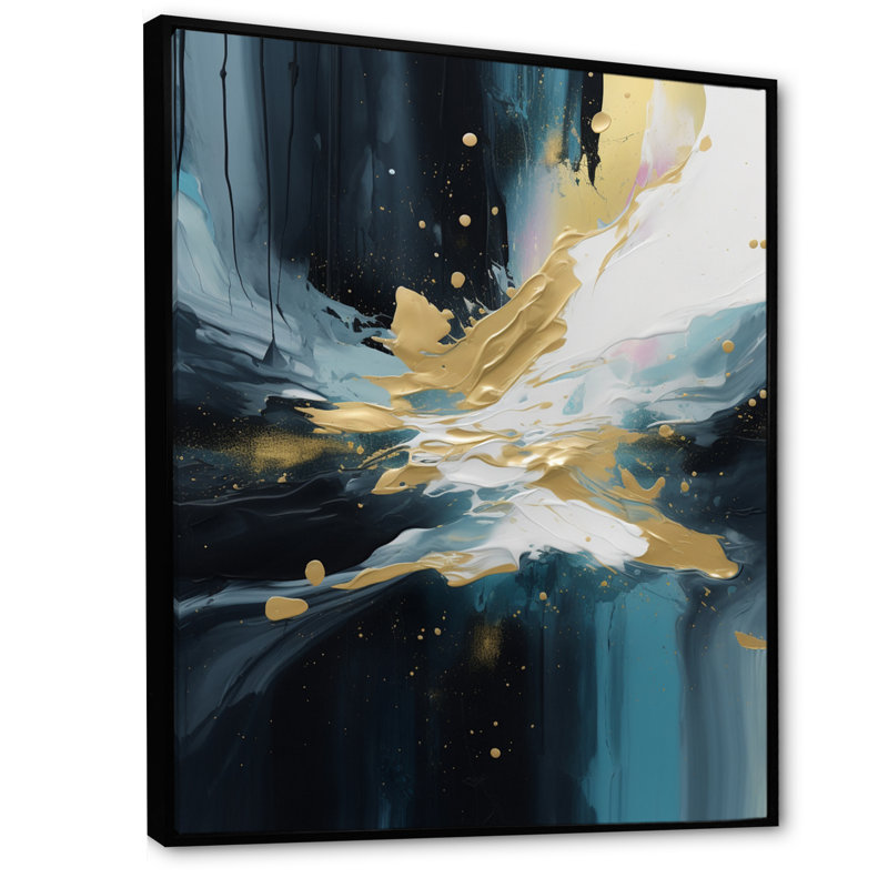 «Holderman Gold and Green Essence of Modernity» sur impression sur toile, H 32 po x l 16 po x P 1 po, Cadre flottant noir