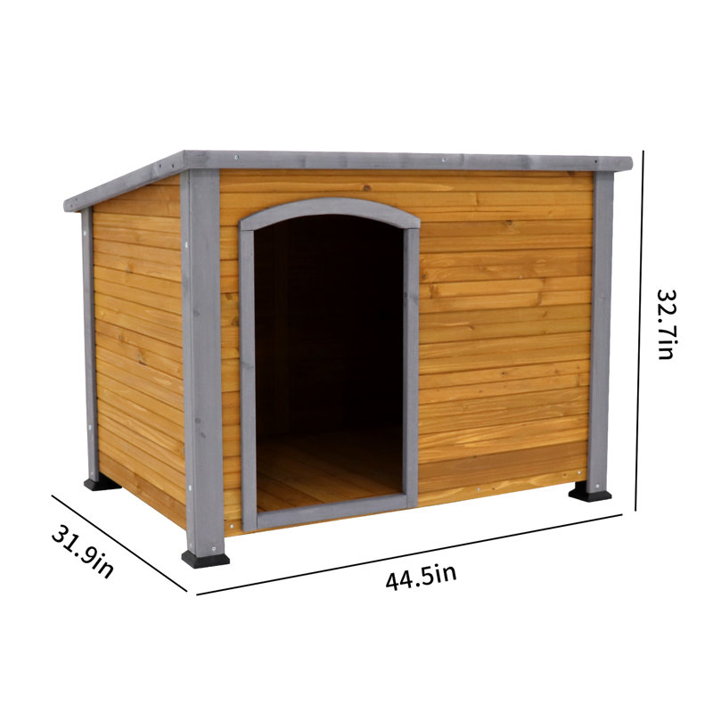 Cabane pour chien en bois massif pour grandes canines -, système de construction à base surélevée stable