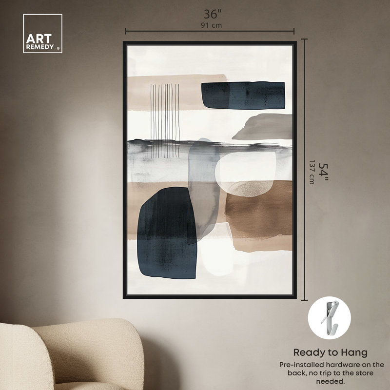 Layers of Depth Abstract Canvas Art with Black Frame