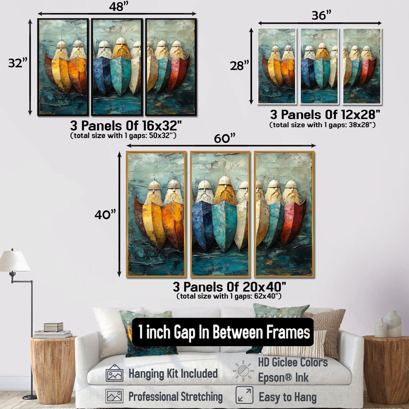 Vikings Shield Wall Stronghold IV - Vikings Art Wall Art, ensemble d'impression, H 28 po x l 36 po x P 1 po