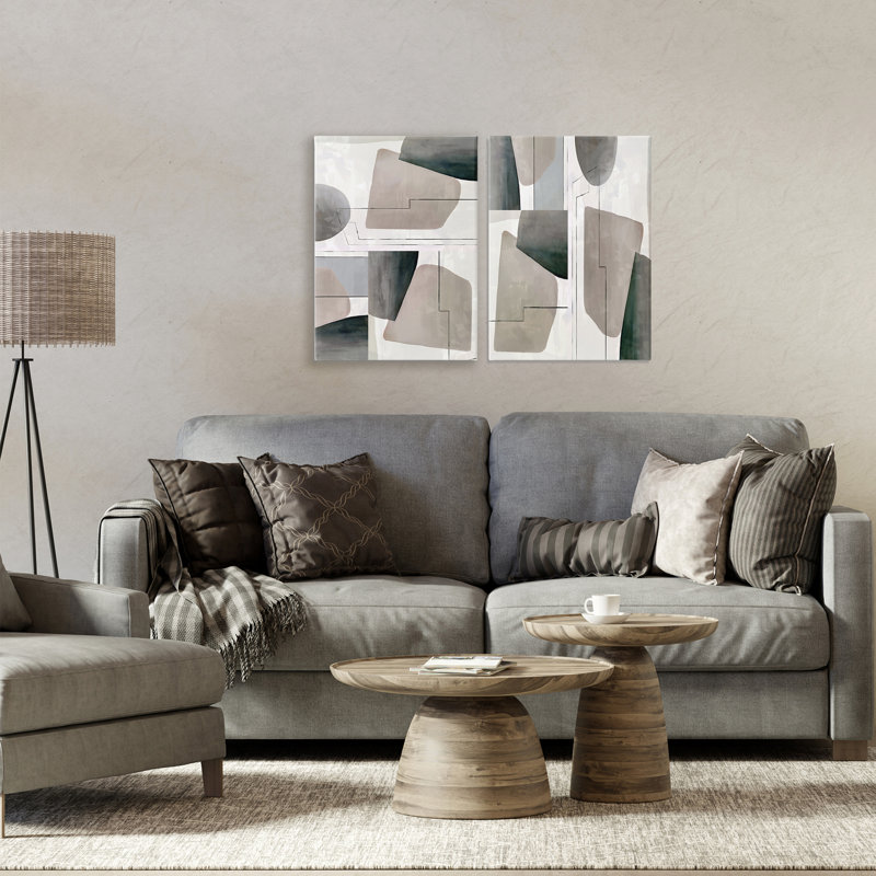 Ensemble de toiles 2 pièces Earthy Geometric Shapes, design par cartissi, H 30 po x l 40 po