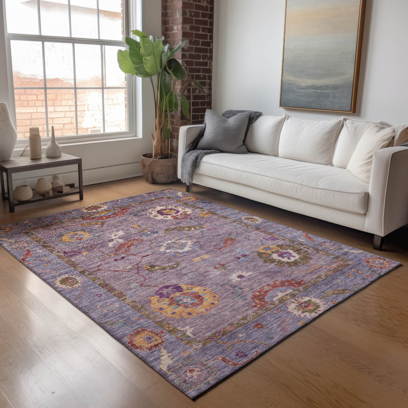 Tapis intérieur / extérieur lavable à la machine Kaczor ACN2229 Global, Rectangulaire 8 pi x 10 pi