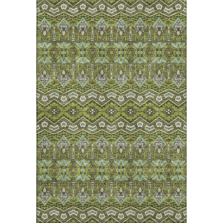 Premium Machine Washable Prisco Olive Rug