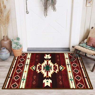 Entryway Rug 2x3 Ft  , Non-Slip Small Area Rugs For Kitchen Entry Hallway Porch Front Door, Washable Throw Rugs With Rubber Backing, Red