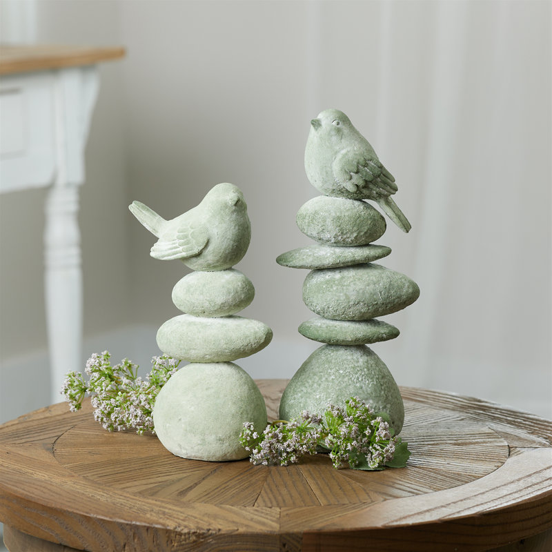  Figurine oiseau sur rocher (ensemble de 4)