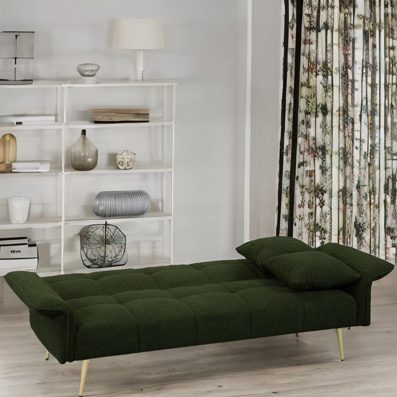 Nirvana 70.1'' Upholstered Convertible Sofa, Green Velvet