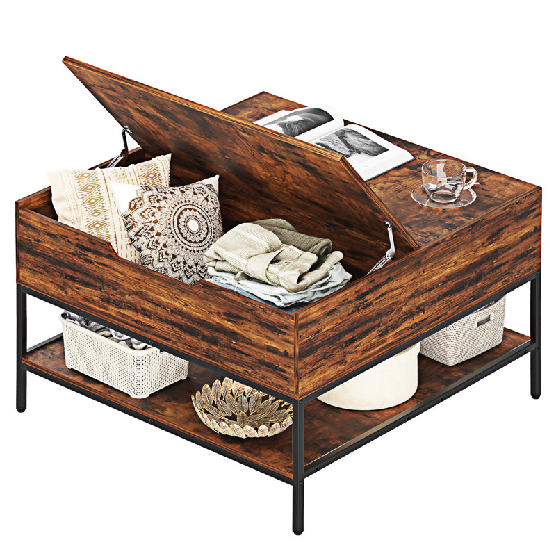 Table basse à plateau rabattable avec rangement