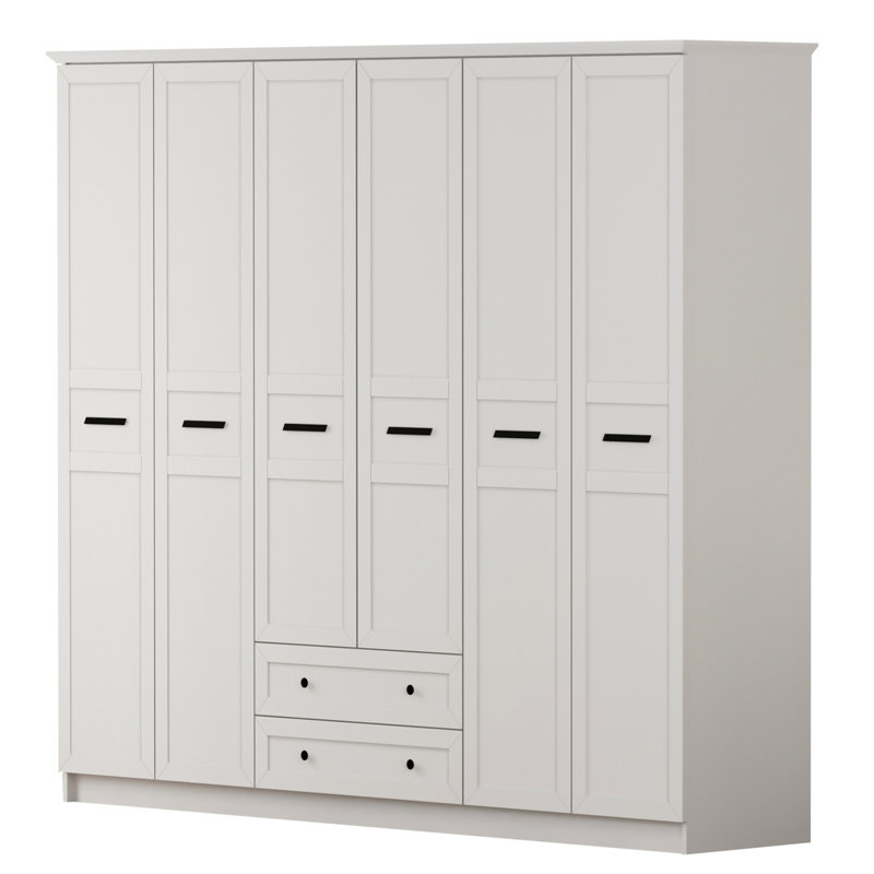 Hegins 6 Door Manufactured Wood Wardrobe, 184cm H x 210cm W x 52cm D