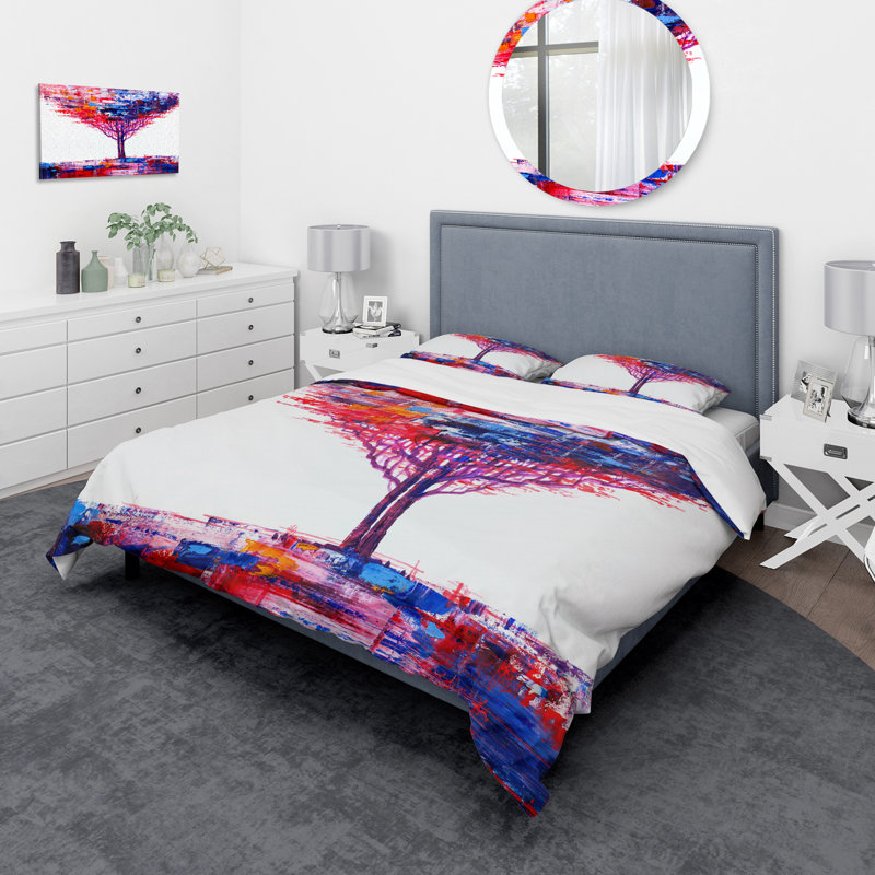 Ensemble de housse de couette moderne coloré en polyester microfibre Impressionist On A White