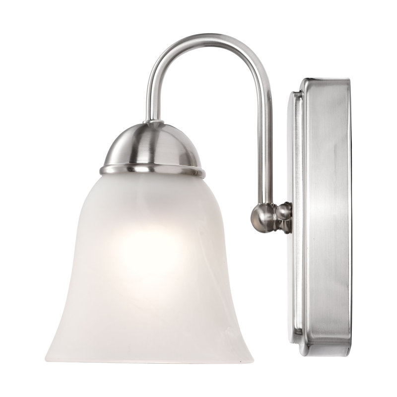Elegant Alabaster Glass Vanity Sconce in Brushed Nickel, Dimmable