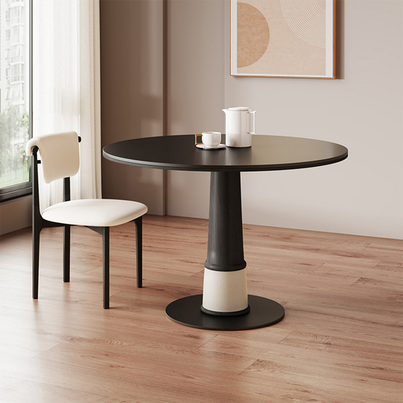 Table de salle à manger noire en pierre frittée, Noir, H 29,53 po x L 31,5 po x l 31,5 po, Noir / blanc