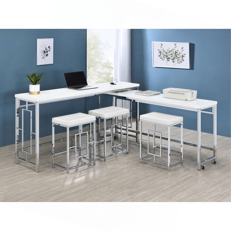 Table à hauteur de comptoir avec support à casseroles, 5 pièces: table, 4 chaises