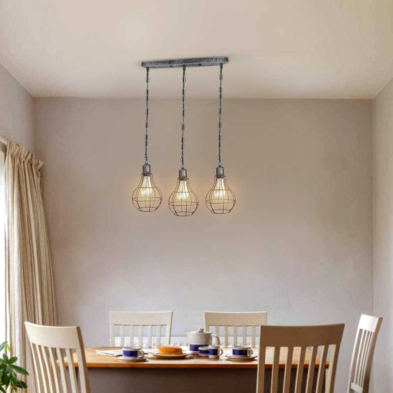 Warrenup 3 - Light Brushed Silver Kitchen Island Pendant