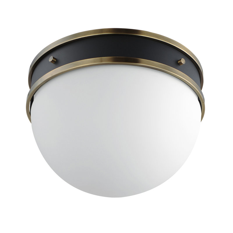 Duke Flush Mount, Black/Weathered Brass