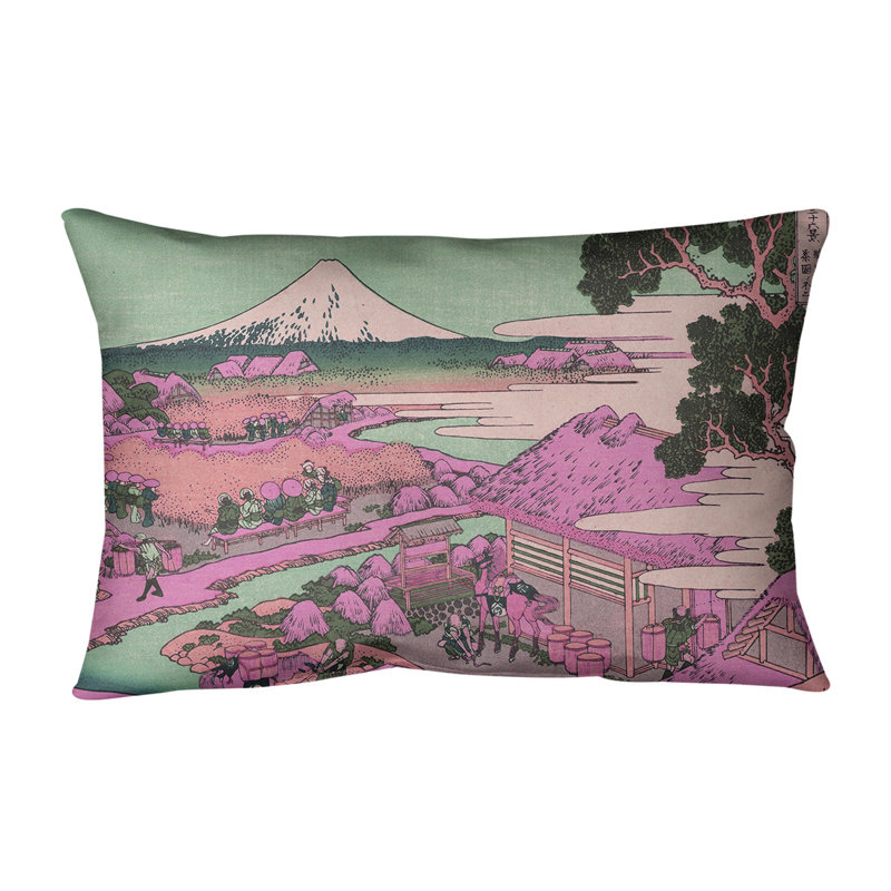 Coussin lombaire en plantation de thé katakura, 14 po x 10 po, Rose, Duvet synthétique