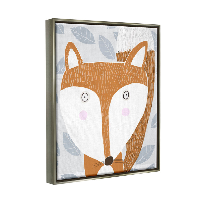 "Woodland Fox Leaf" par Carla Daly - impression sur toile, Cadre flottant gris lustré, H 31 po x l 25 po x P 1,7 po