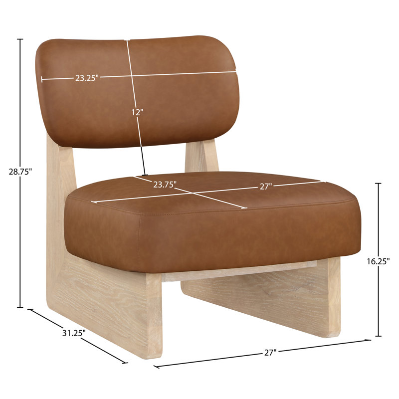 Fauteuil d'appoint en cuir Vetra Lystra, Cuir cognac végétalien, Naturel