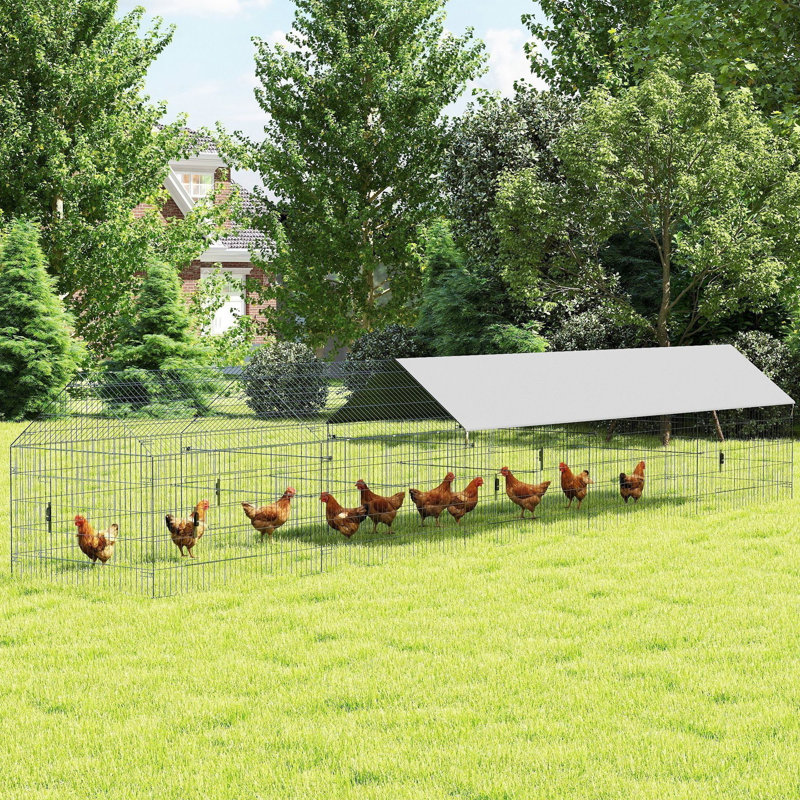 Large Chicken Coops, E-Coated Metal Run with UV Cover, Farmhouse Backyard