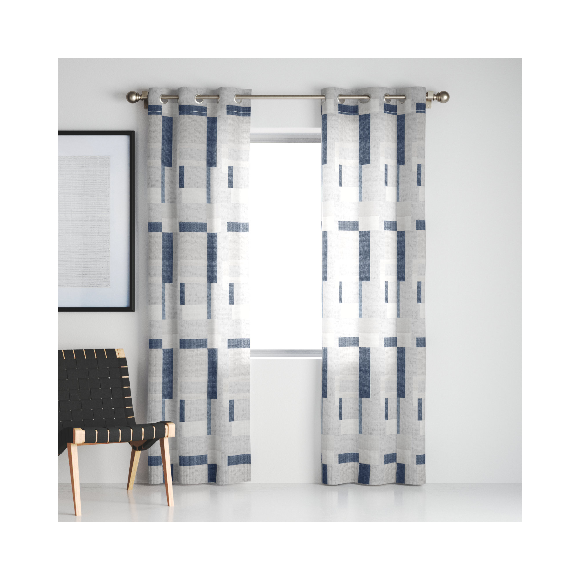 Kitson Semi Sheer Polyester Curtain, 40" W x 84" L