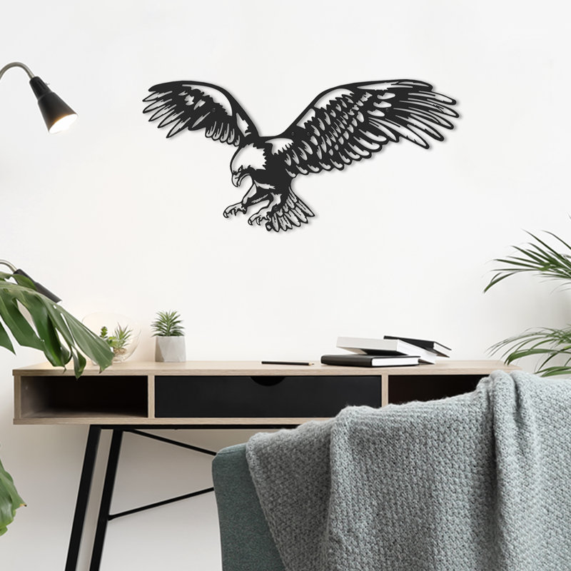 Large Black Steel Eagle Wall Art Decor