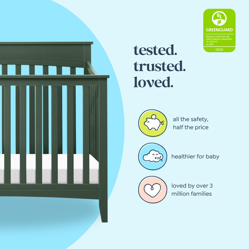 Forest Green Solid Pine 4-in-1 Convertible Crib