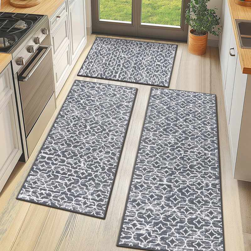 Tapis de cuisine antidérapant lavable à la machine, Gris