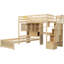 Lit simple mezzanine avec bureau et tablettes - Robuste et fonctionnel avec bureau intégré, rangement pour escalier-484058784