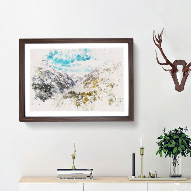 Mountain View in France - Framed Print, Walnut Framed, 62cm H x 87cm W x 2cm D