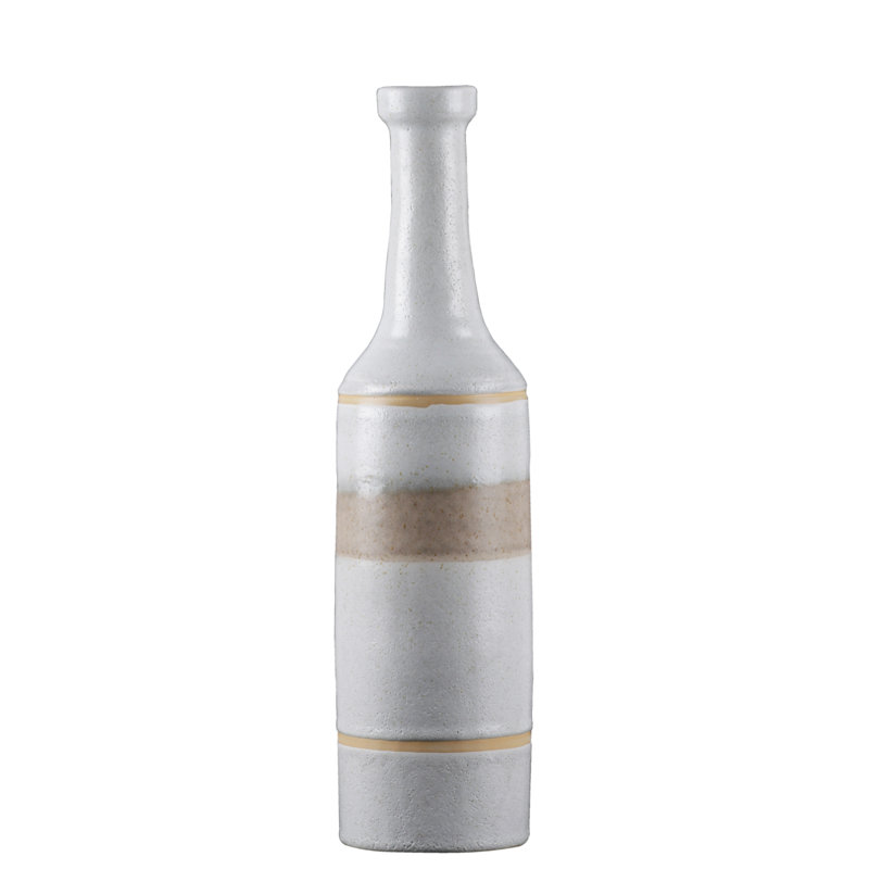 Vase de plancher rond en céramique Whalan, H 21 po x l 5,5 po x P 5,5 po, Gris