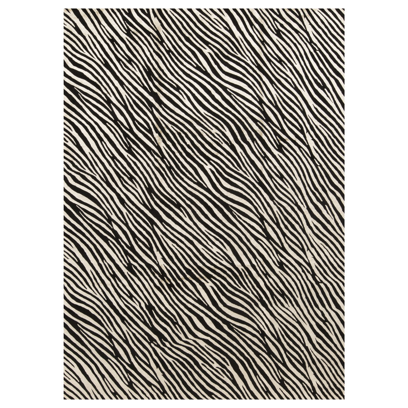 Tapis noir et blanc de haute qualité noué à la main