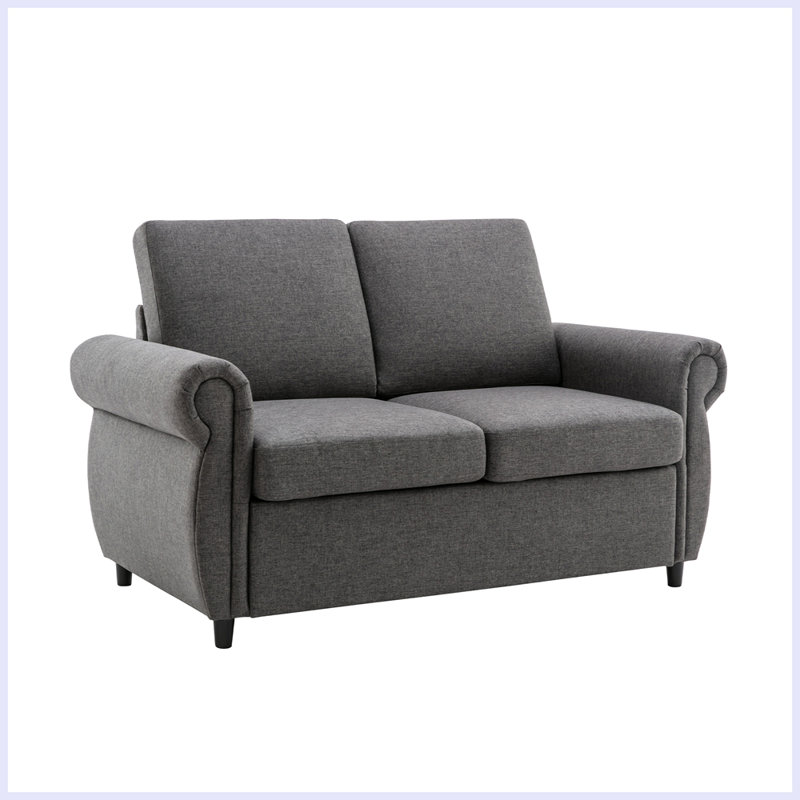 Loveseat Sleeper with Twin Size Memory Mattress, Grey
