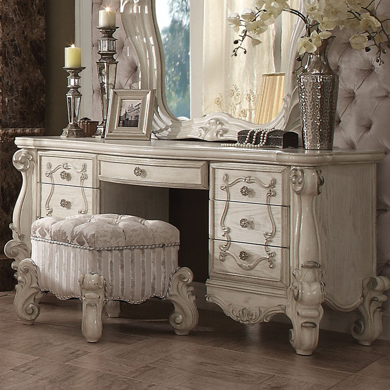 Carvajal 7-Drawer Vanity Desk with Stool | Elegant Design