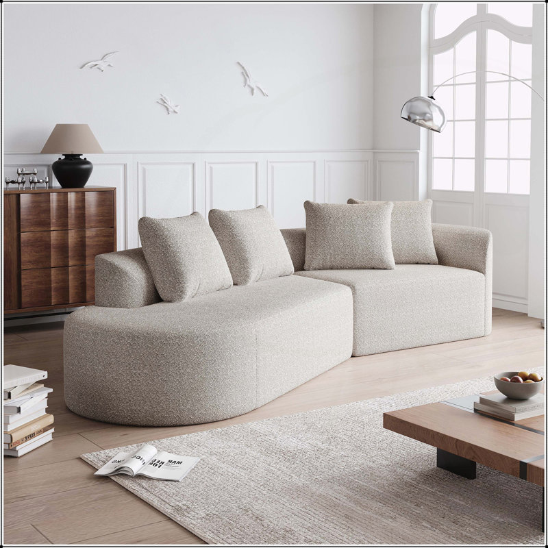Canapé modulaire surdimensionné rembourré en chenille moderne, très profond et large avec 4 coussins décoratifs pour un confort et un style ultimes