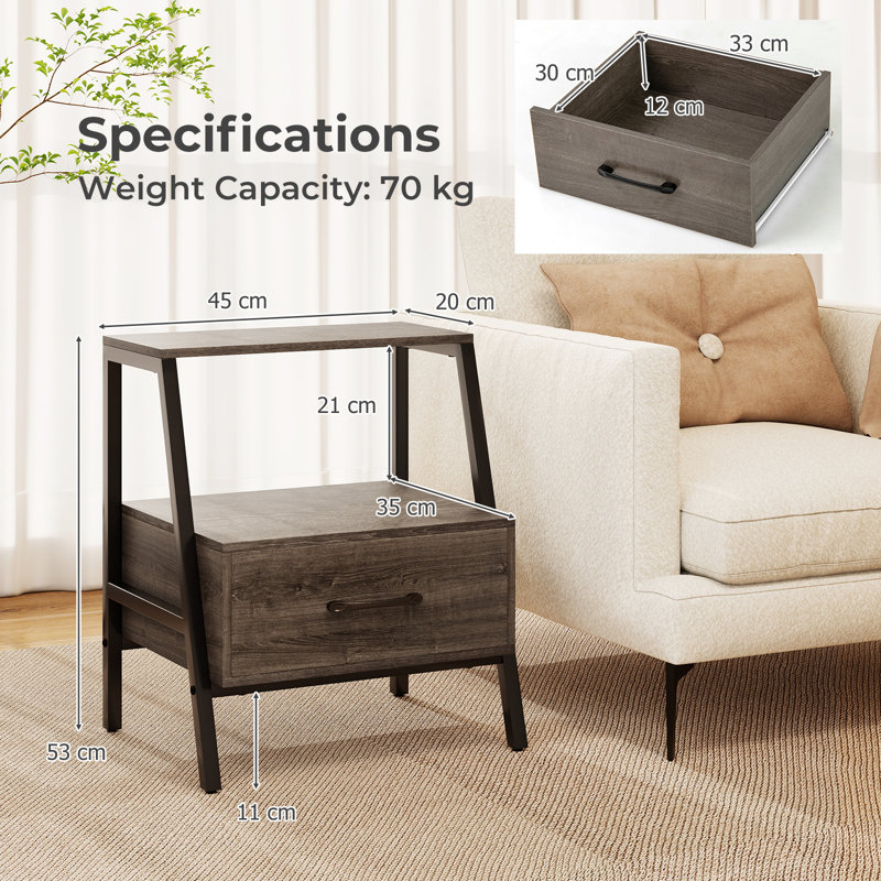 45cm W Particle Board Bedside Table