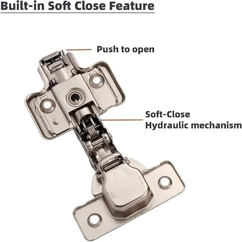 Adjustable Satin Nickel Soft Close Cabinet Hinges (10 Pieces)