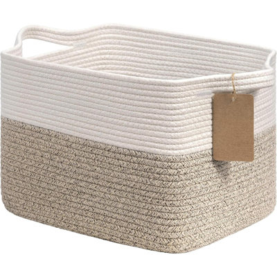 Panier de rangement tissé, panier en corde de coton pour jouets pour chien, livres, panier-cadeau élégant avec poignées, paniers carrés pour l'organisation