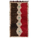 Vintage Moroccan Boucherouite Wool And Acrylic On Wool 3Ftx5ft10in Red