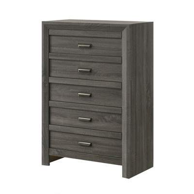 1pc Rustic Contemporary Chest Five Storage Drawers Rustic Gray Finish Bedroom Wooden Furniture