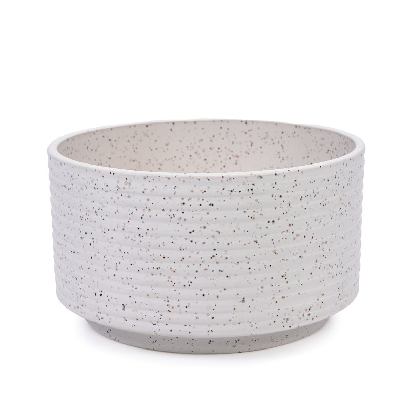 2 Pieces Frost Milk White Ceramic Planters, Unique Design, Optimal Drainage For Windowsills, 11.72" W Planter With Speckled Finish, Heat Weather , Ideal Patio Greenery Decor, L