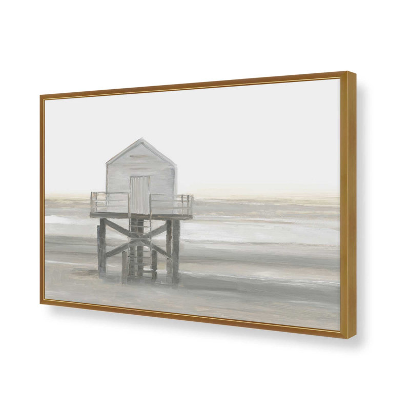 «Weathered Beach Outpost I» par Ethan Harper, reproduction d'art, H 12 po x l 16 po, Doré