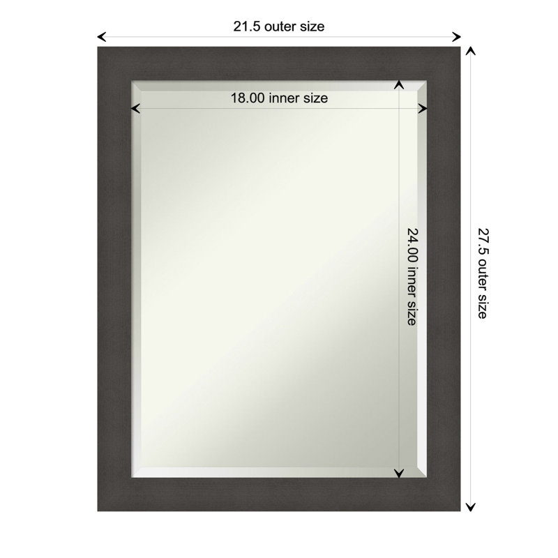 Miroir mural Yousaf, 27,5 po x 21,5 po, Argenté