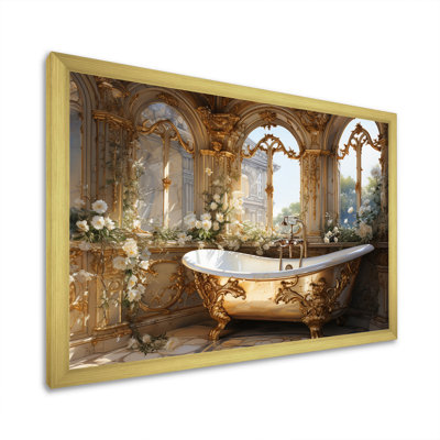 «Bathroom Golden Luxe III» - Art mural encadré pour salle de bain
