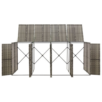 Armoire de rangement extérieure en rotin quadruple à roulettes gris 107,9 x 31,5 x 46,1 po