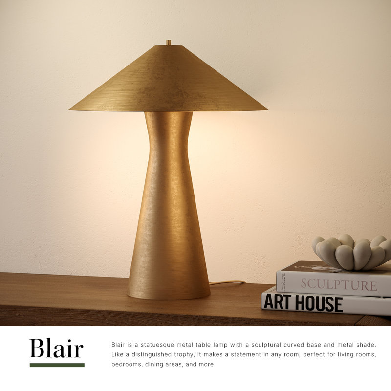 Blair 21-in Black Table Lamp, Vintage Brass