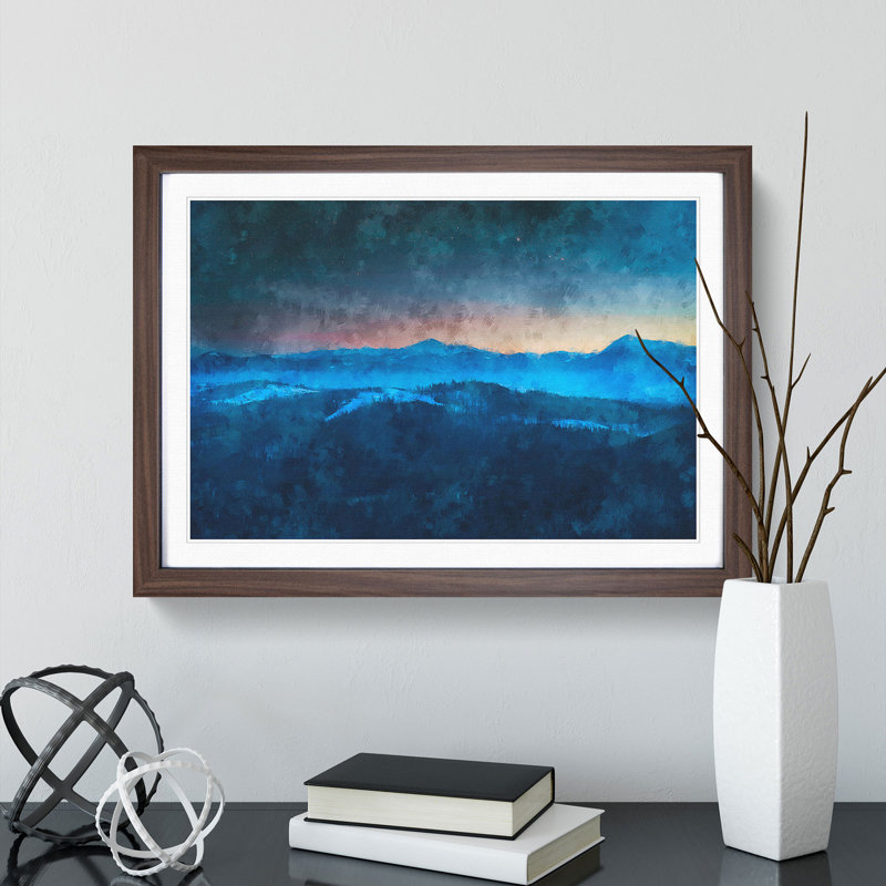 Sun Above the Mountains - Picture Frame Graphic Art Print, Walnut Framed, 62cm H x 87cm W x 2cm D