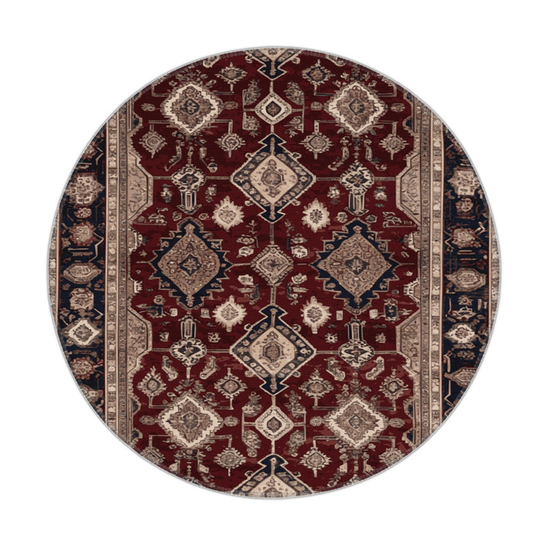 Tapis d'intérieur et d'extérieur brun Persian, Rond 5 pi