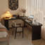 Bureau moderne en bois massif noir en forme de L-1745616429